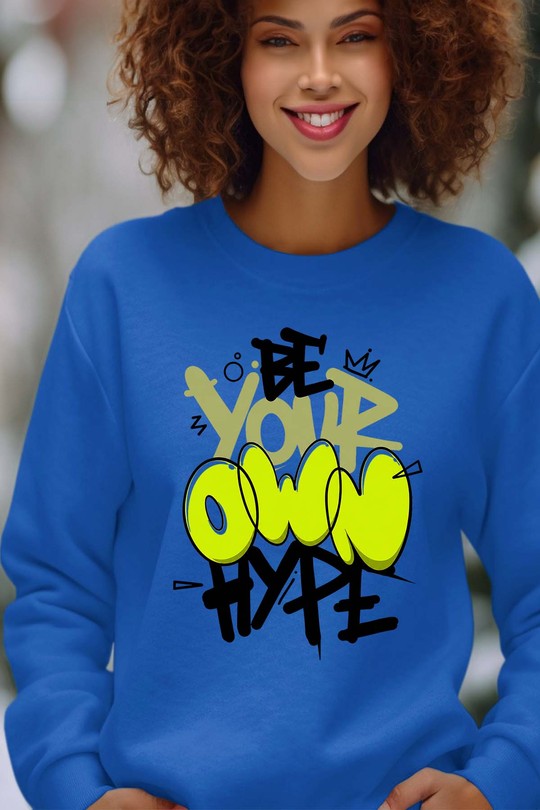 be your own hype - Sweat Col Rond Femme-BLEU ROI