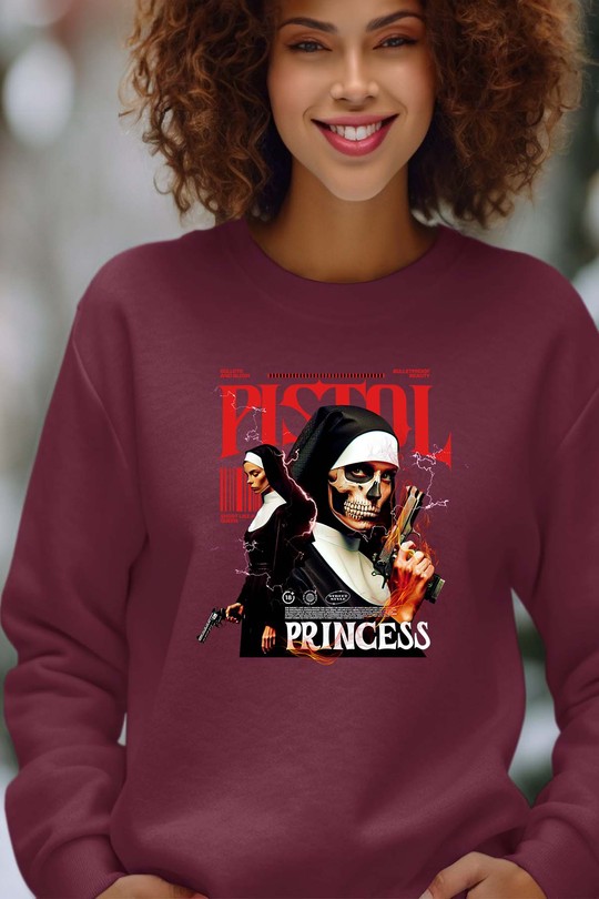 Pistol Princess - Sweat Col Rond Femme-BORDEAUX