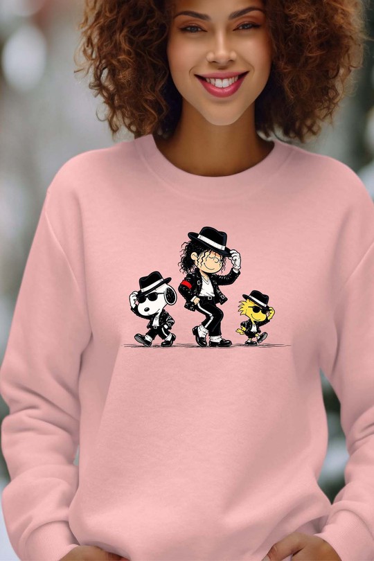 Snoopy Michael Jackson - Sweat Col Rond Femme-ROSE