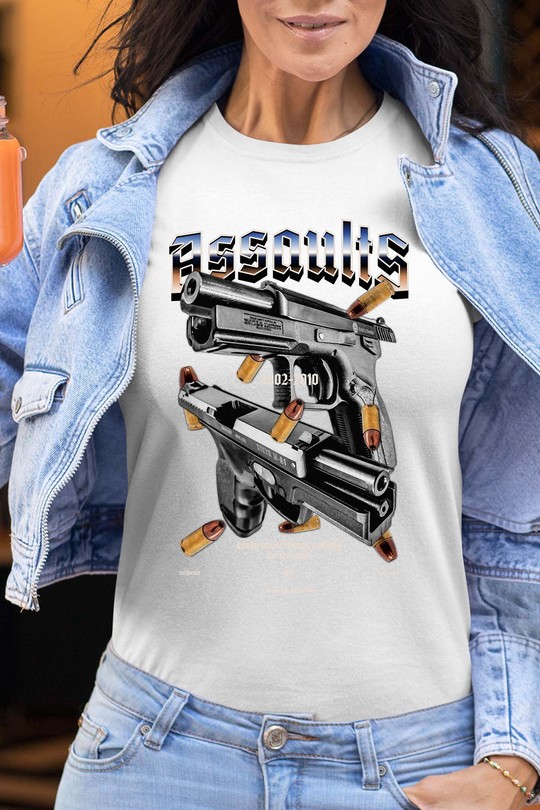Gun Graphic - Tshirt Femme-BLANC