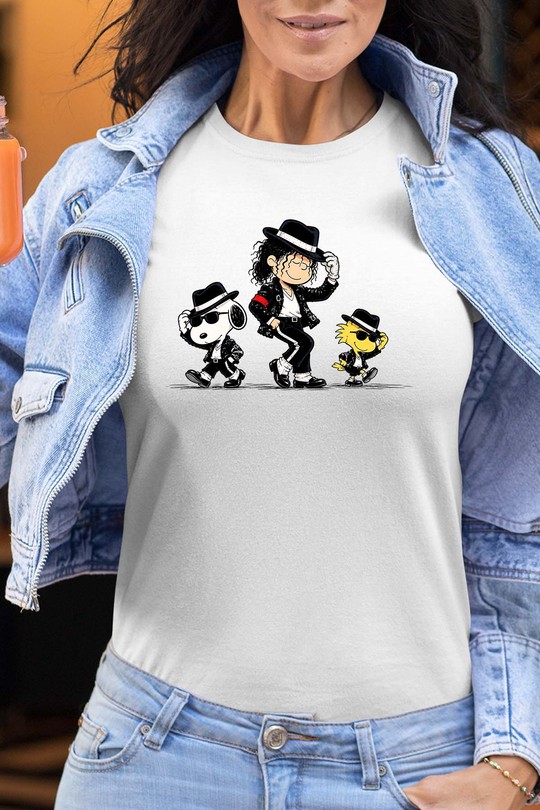 Snoopy Michael Jackson - Tshirt Femme-BLANC