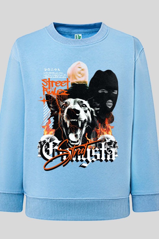 Street Gangsta - Sweat Col Rond Garçon-BLEU CIEL