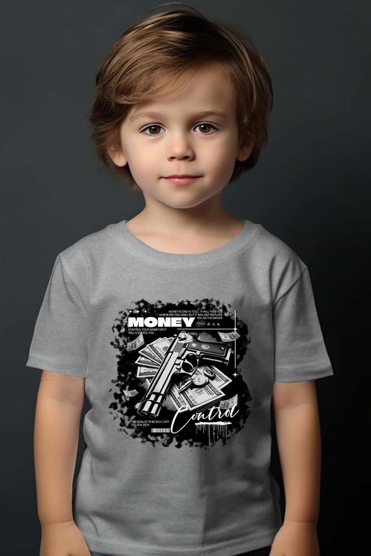 Money Control - Tshirt Garçon-GRIS