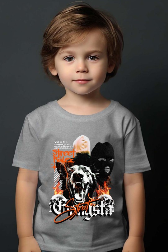 Street Gangsta - Tshirt Garçon-GRIS