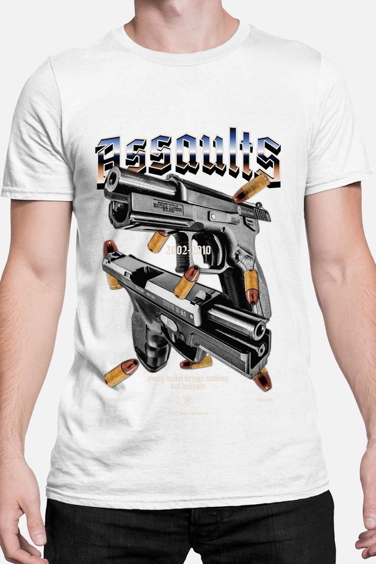 Gun Graphic - Tshirt Homme-BLANC