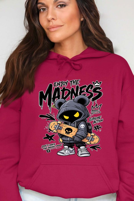 ENJOY MADNESS HYPE - Sweat Capuche Femme-BORDEAUX