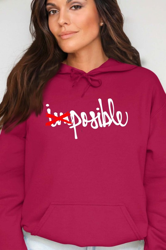 IM X POSSIBLE - Sweat Capuche Femme-BORDEAUX
