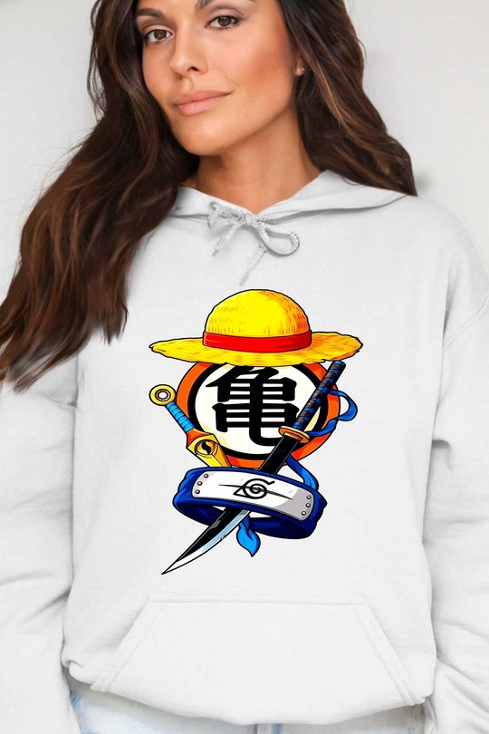 lufy goku naruto - Sweat Capuche Femme-BLANC