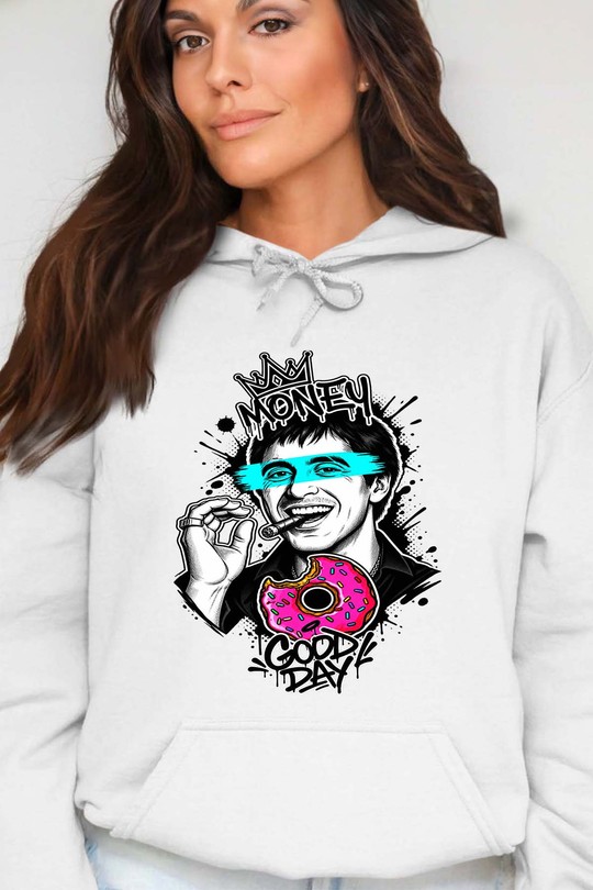 money good day - Sweat Capuche Femme-BLANC