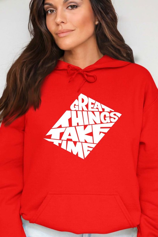 things takes time - Sweat Capuche Femme-ROUGE