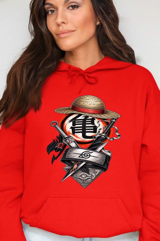 top anime power - Sweat Capuche Femme-ROUGE