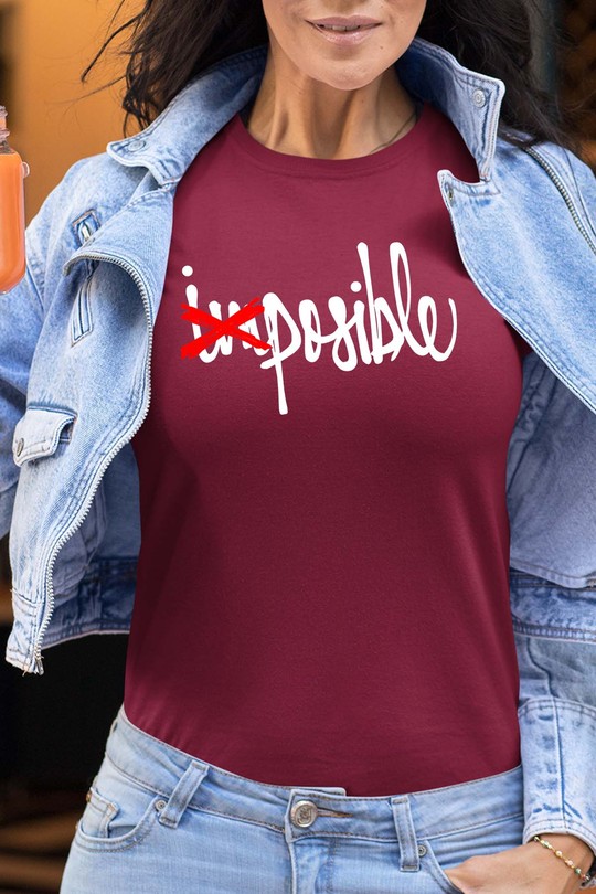 IM X POSSIBLE - Tshirt Femme-BORDEAUX
