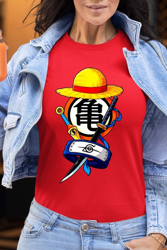 lufy goku naruto - Tshirt Femme-ROUGE