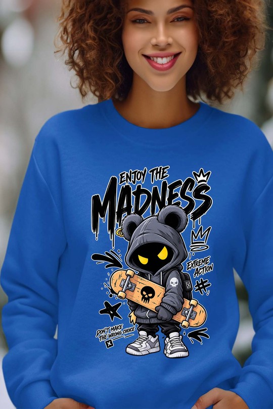 ENJOY MADNESS HYPE - Sweat Col Rond Femme-BLEU ROI