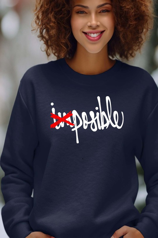 IM X POSSIBLE - Sweat Col Rond Femme-MARINE