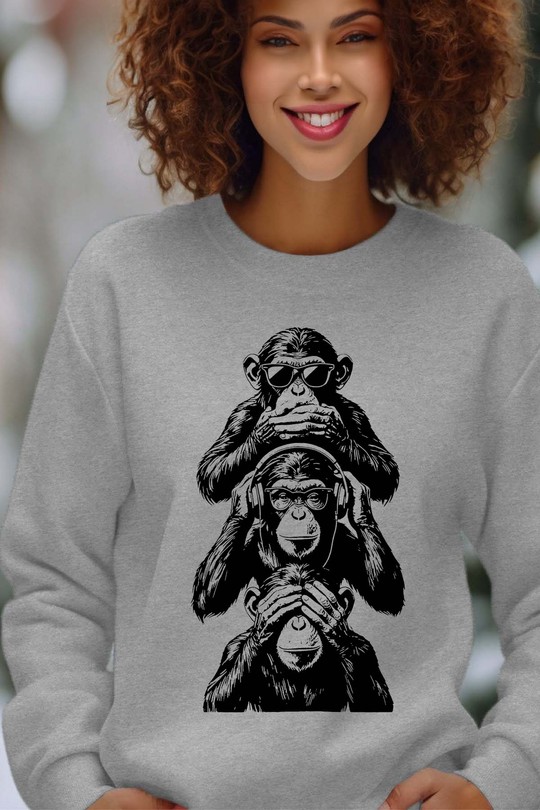 intellegent manky - Sweat Col Rond Femme-GRIS