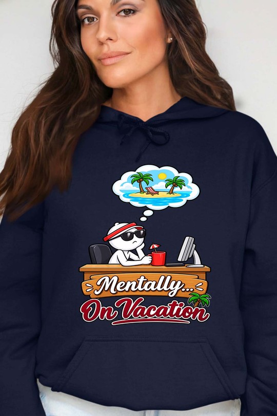 mentally  on vacation - Sweat Capuche Femme-MARINE