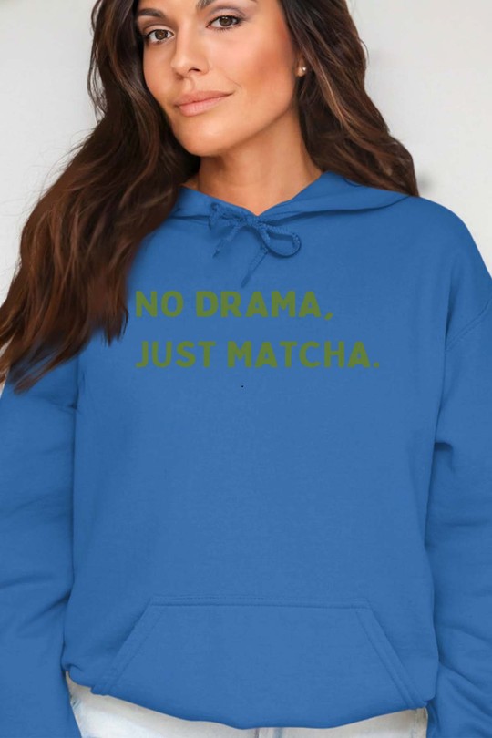no drama just matcha - Sweat Capuche Femme-BLEU ROI