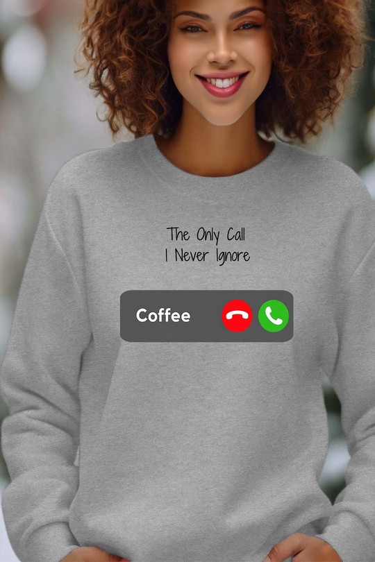 coffee call  ignore - Sweat Col Rond Femme-GRIS