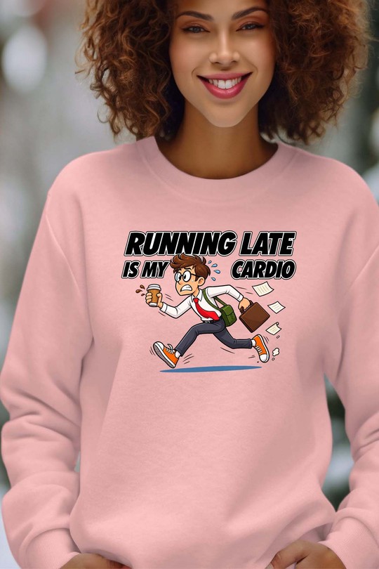running is cardio - Sweat Col Rond Femme-ROSE