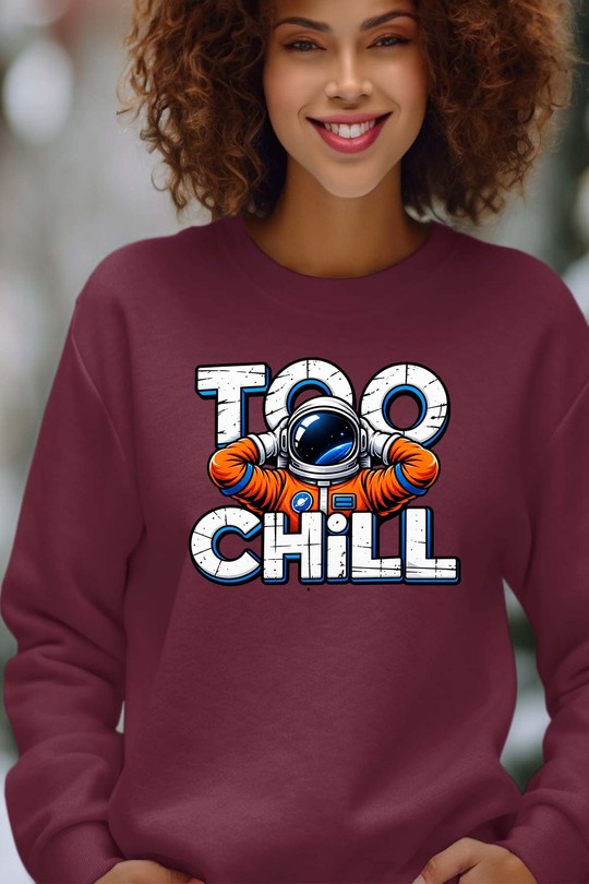 too chill - Sweat Col Rond Femme-BORDEAUX