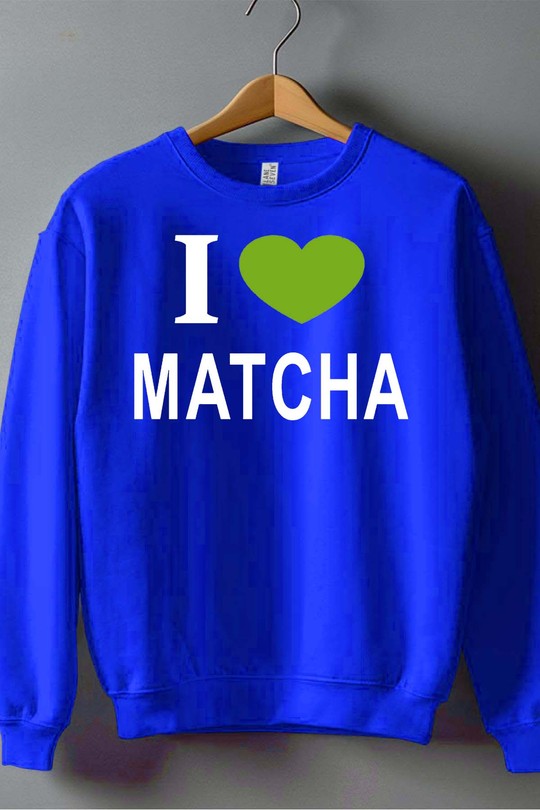 i love matcha k - Sweat Col Rond Homme-BLEU ROI