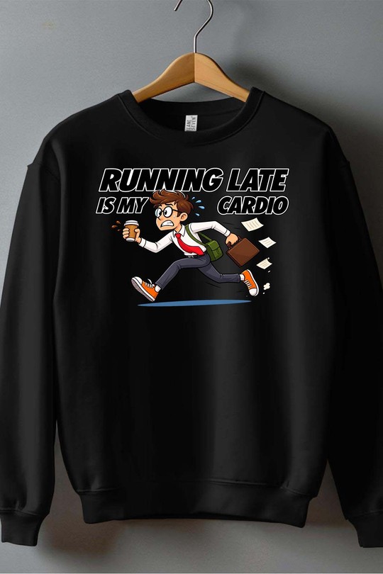running is cardio - Sweat Col Rond Homme-NOIR