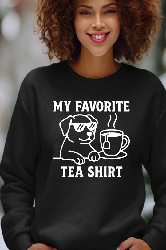 fav t shirt dog - Sweat Col Rond Femme-NOIR
