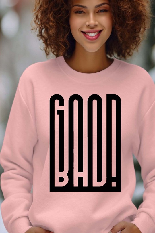good bad - Sweat Col Rond Femme-ROSE