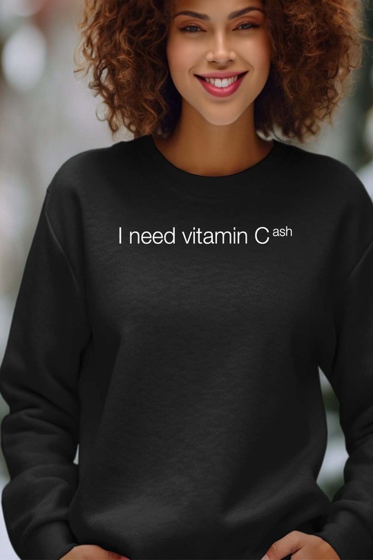 need viamin cash - Sweat Col Rond Femme-NOIR