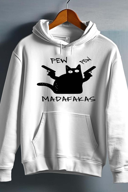 cat pew madafakas - Sweat capuche Homme-BLANC