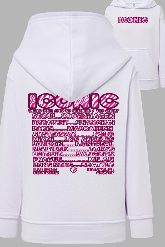 iconic Zebré Rose - Sweat Capuche Femme AR-BLANC