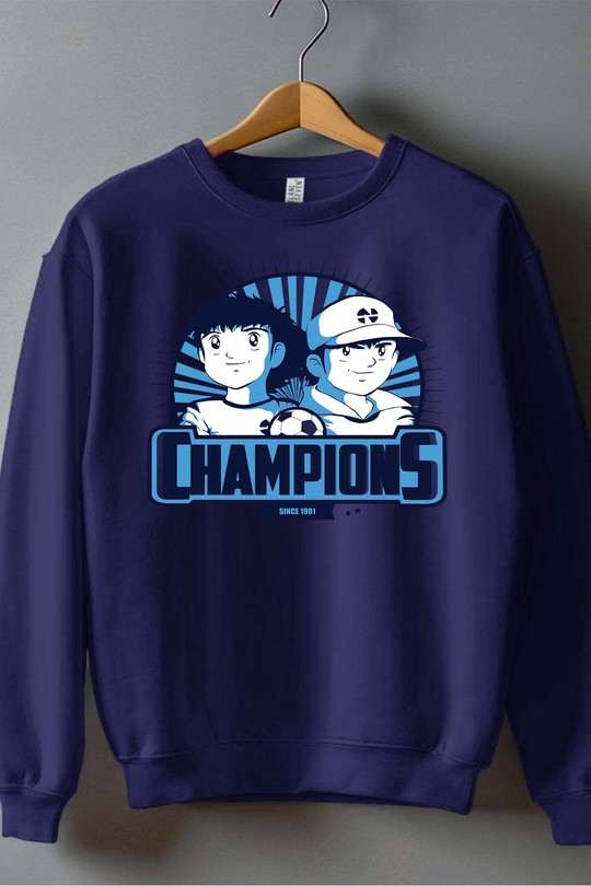 ANIME (59) - Sweat Col Rond Homme-MARINE