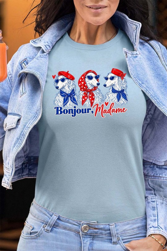 Three Chic Dog - Tshirt Femme - FC-BLEU CIEL