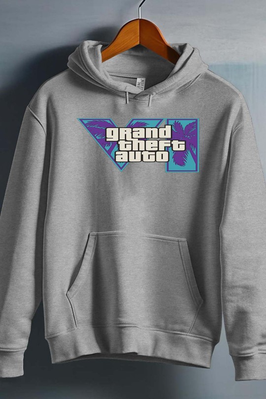 Logo GTheft Bleu - Sweat capuche Homme-GRIS