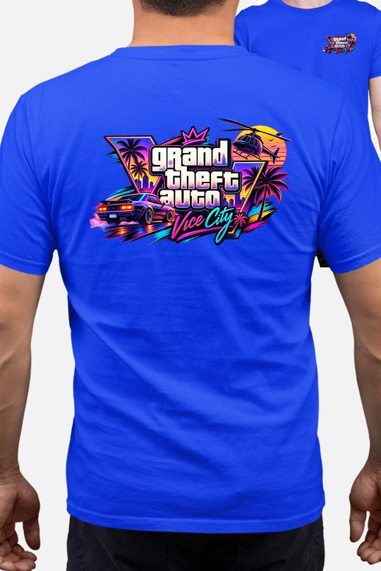 G Theft Auto - Tshirt Homme AR CR-BLEU ROI