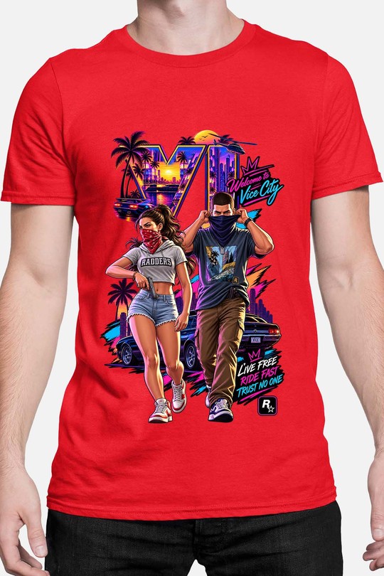 Ready GTheft Auto - Tshirt Homme-ROUGE
