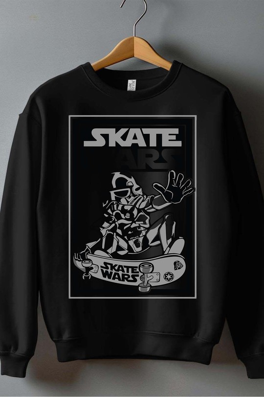 Skate Wars - Sweat Col Rond Homme-NOIR