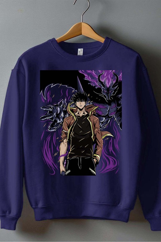 SOLO LEVELING 02 - Sweat Col Rond Homme-MARINE