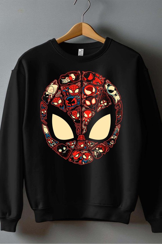 spider mask - Sweat Col Rond Homme-NOIR