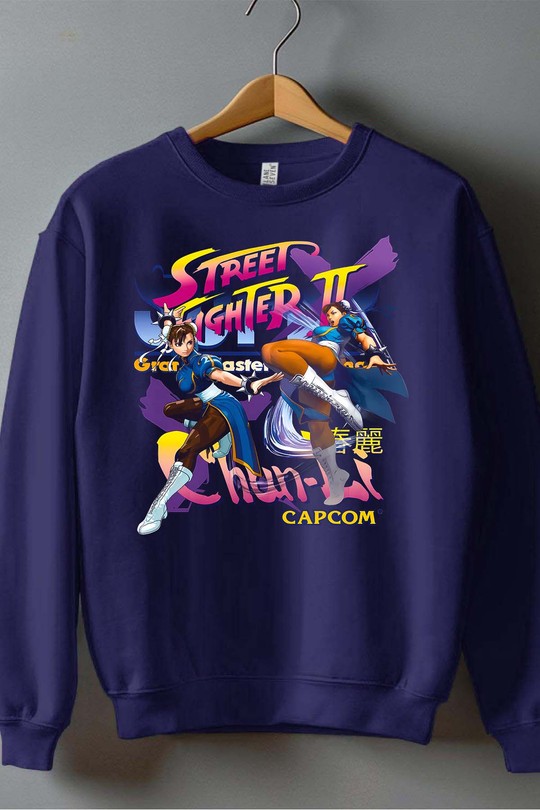 street chunli - Sweat Col Rond Homme-MARINE