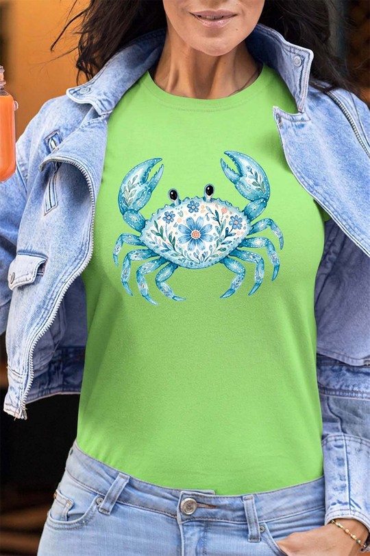 floral crabby - Tshirt Femme - FC-VERT CLAIR