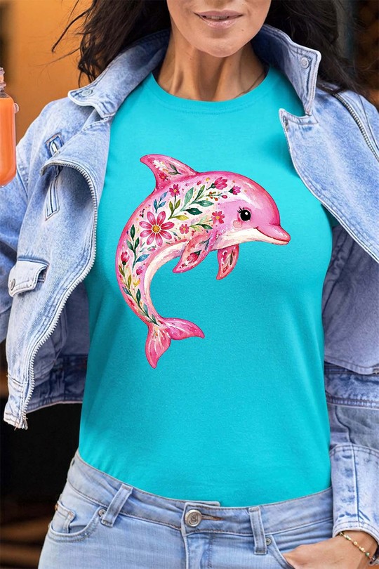 floral dolphin - Tshirt Femme - FC-TURQUOISE