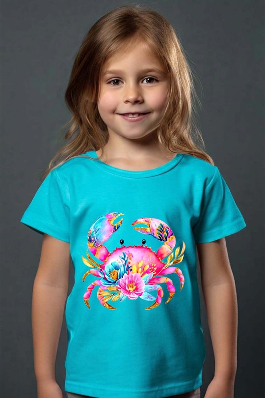 floral crabby 2 - Tshirt Fille - FC-TURQUOISE