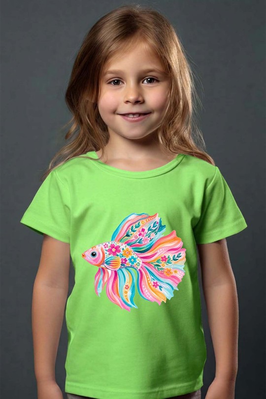 florl fish - Tshirt Fille - FC-VERT CLAIR