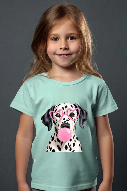 pink chwing dog - Tshirt Fille - FC-VERT D'EAU