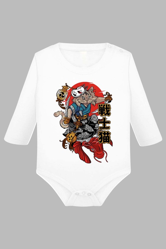 Senshi Neko - Body Manche longue bébé-BLANC