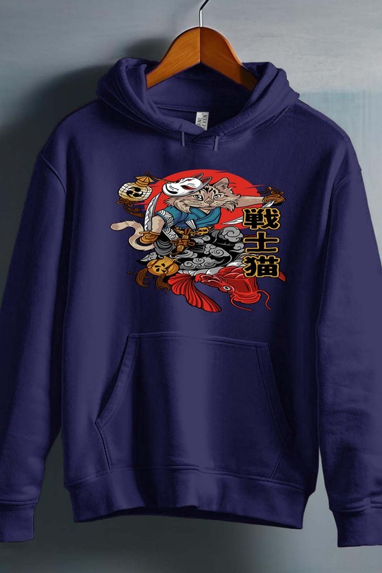 Senshi Neko - Sweat capuche Garçon-MARINE