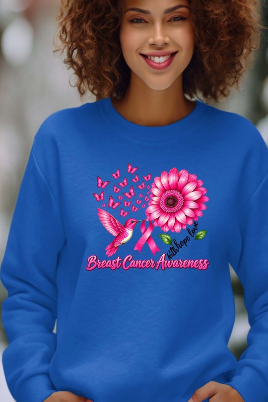 Breast cancer Awareness - Sweat Col Rond Femme-BLEU ROI