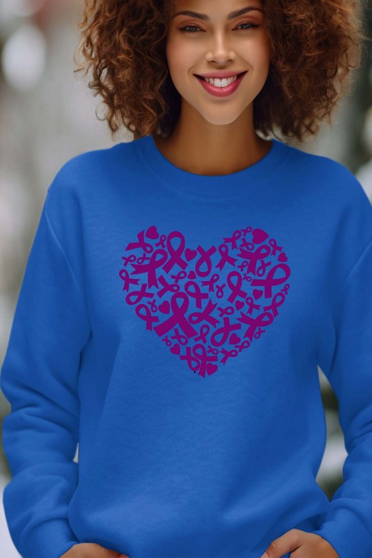 Heart & rub october copy - Sweat Col Rond Femme-BLEU ROI
